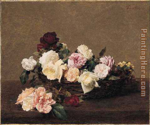 A Basket of Roses painting - Henri Fantin-Latour A Basket of Roses art painting